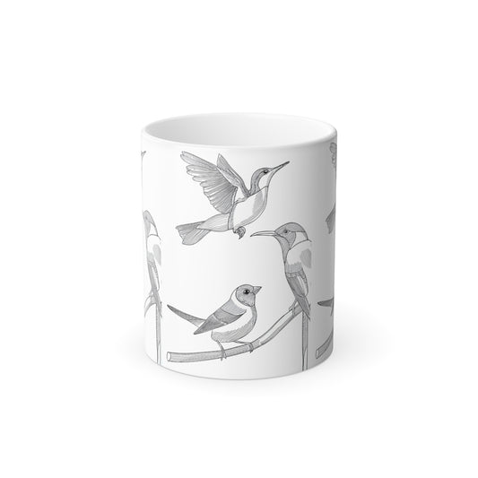 Color Morphing Mug with Elegant Bird Design - Perfect Gift for Nature Lovers