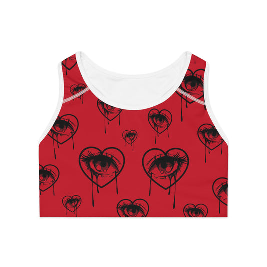 Red Dripping Heart Eye Sports Bra – Gothic Valentine Activewear