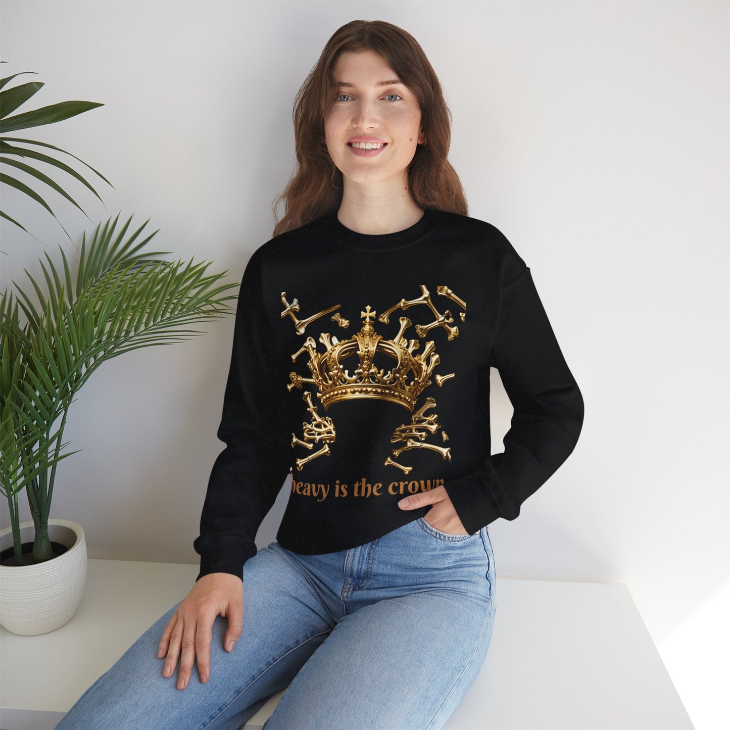 Heavy Is the Crown Sweatshirt — Gold Crown Graphic Crewneck