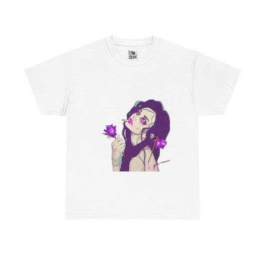 Graphic Tee — Purple Rose Anime Girl Illustration