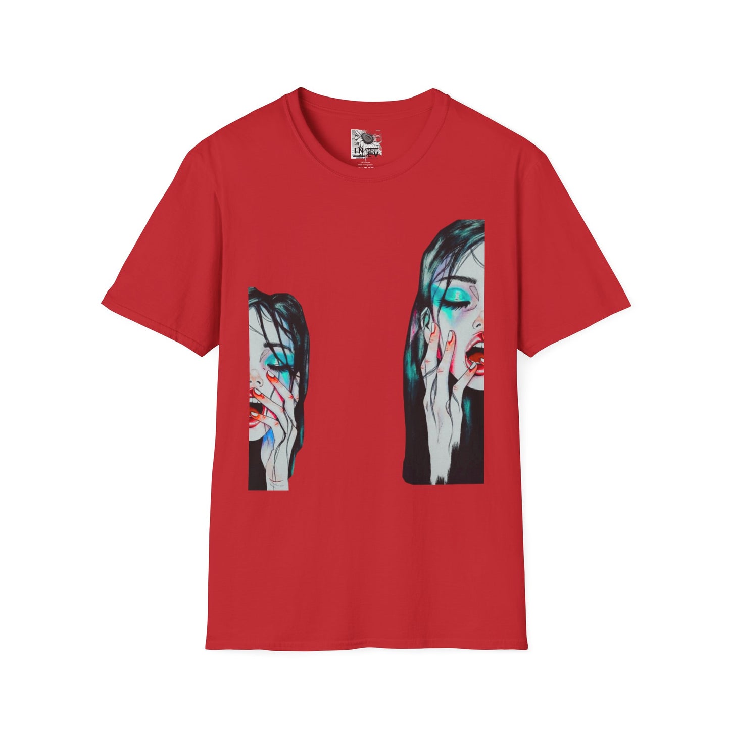 Abstract Dual Portrait Art Tee — Moody Glitch Graphic T-Shirt